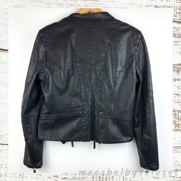 BLANK NYC Vegan Leather Black Moto Jacket Large - Picture 2 of 8